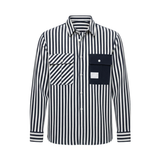 Chemise à rayures pour homme avec poches asymétriques et manches longues