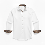 Chemise habillée cintrée à manches longues pour homme avec col et poignets contrastés