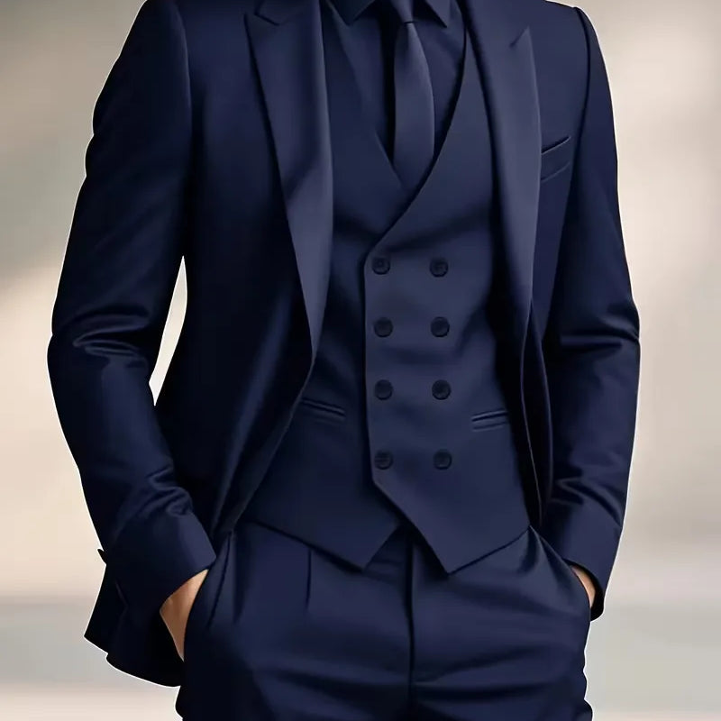 Costume trois pièces homme coupe slim avec gilet croisé