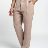 Pantalon Texturé à Taille Élastique Discrète