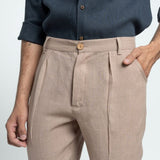 Pantalon Texturé à Taille Élastique Discrète