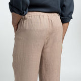 Pantalon Texturé à Taille Élastique Discrète
