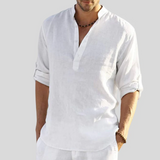 Chemise Col Tunisien à Manches Longues