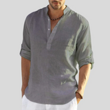 Chemise Col Tunisien à Manches Longues