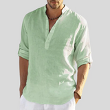 Chemise Col Tunisien à Manches Longues