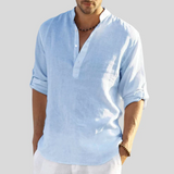 Chemise Col Tunisien à Manches Longues