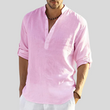 Chemise Col Tunisien à Manches Longues