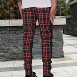 Pantalon Jogger à Carreaux Contrastés