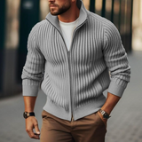 Gilet Tricoté Zippé à Col Montant