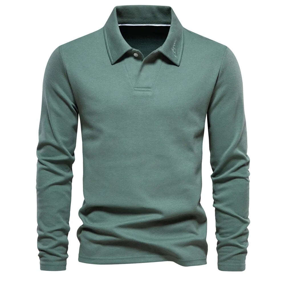 Polo Uni à Manches Longues