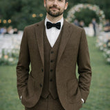 Costume trois pièces homme en tweed de laine