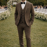 Costume trois pièces homme en tweed de laine