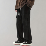 Pantalon Cargo Large à Rayures Texturées