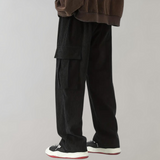 Pantalon Cargo Large à Rayures Texturées