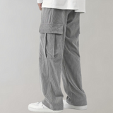 Pantalon Cargo Large à Rayures Texturées