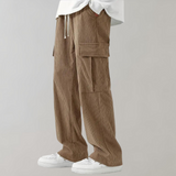 Pantalon Cargo Large à Rayures Texturées