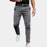 Pantalon Carreaux Coupe Ajustée