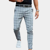 Pantalon Carreaux Coupe Ajustée