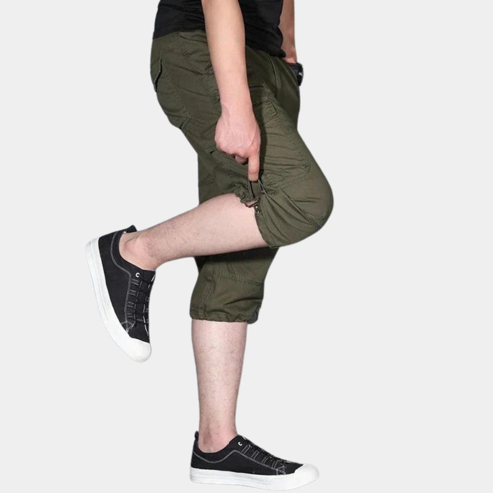 Short Cargo 3/4 Multipoches à Taille Élastique