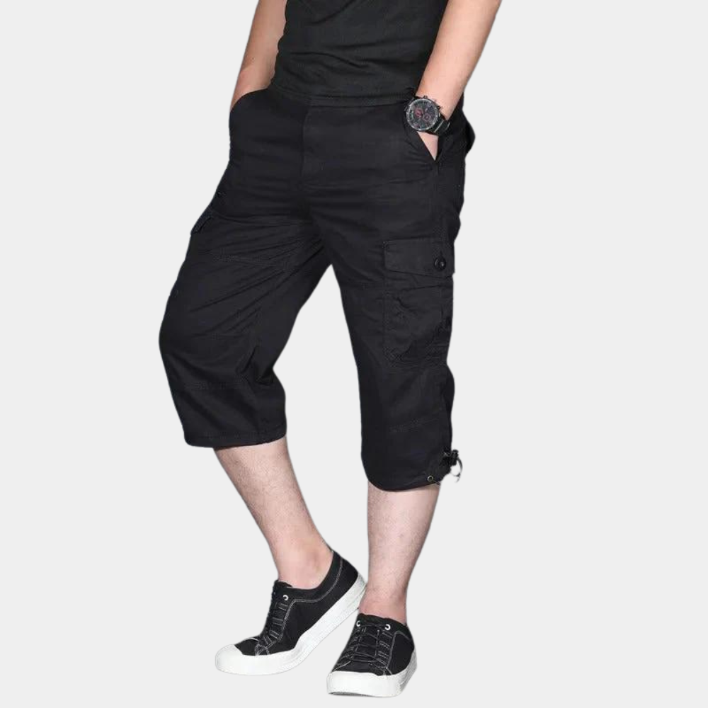 Short Cargo 3/4 Multipoches à Taille Élastique