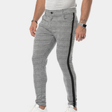 Pantalon Prince-de-Galles Fuselé à Bandes Contrastées