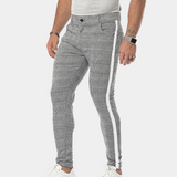Pantalon Prince-de-Galles Fuselé à Bandes Contrastées