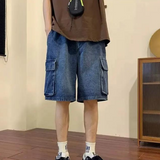 Short Cargo en Denim Coupe Large