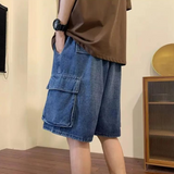 Short Cargo en Denim Coupe Large