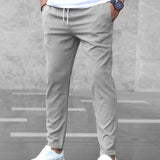 Pantalon Ajusté À Cordon Gris Homme