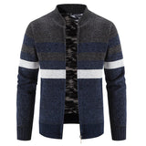 Gilet Tricoté Zippé à Rayures Contrastées