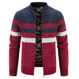 Gilet Tricoté Zippé à Rayures Contrastées