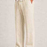 Pantalon homme en lin et coton, taille élastiquée