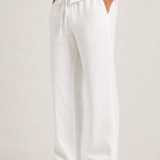 Pantalon homme en lin et coton, taille élastiquée