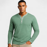 Henley homme coton stretch – Manches longues douces