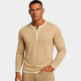 Henley homme coton stretch – Manches longues douces