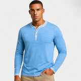 Henley homme coton stretch – Manches longues douces