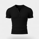 T-shirt homme stretch manches courtes côtelé – coupe slim unie