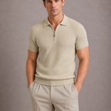 Polo Homme Tricoté à Col Zippé