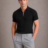 Polo Homme Tricoté à Col Zippé