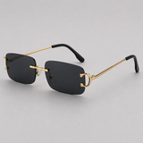 Lunettes de soleil homme rectangulaires sans monture, verres dégradés