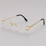 Lunettes de soleil homme rectangulaires sans monture, verres dégradés