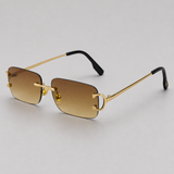 Lunettes de soleil homme rectangulaires sans monture, verres dégradés