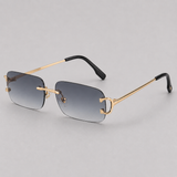 Lunettes de soleil homme rectangulaires sans monture, verres dégradés