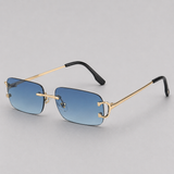 Lunettes de soleil homme rectangulaires sans monture, verres dégradés