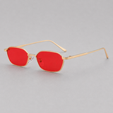 Lunettes de soleil homme rectangulaires rétro monture métal doré