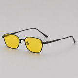 Lunettes de soleil homme rectangulaires rétro monture métal doré