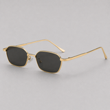 Lunettes de soleil homme rectangulaires rétro monture métal doré