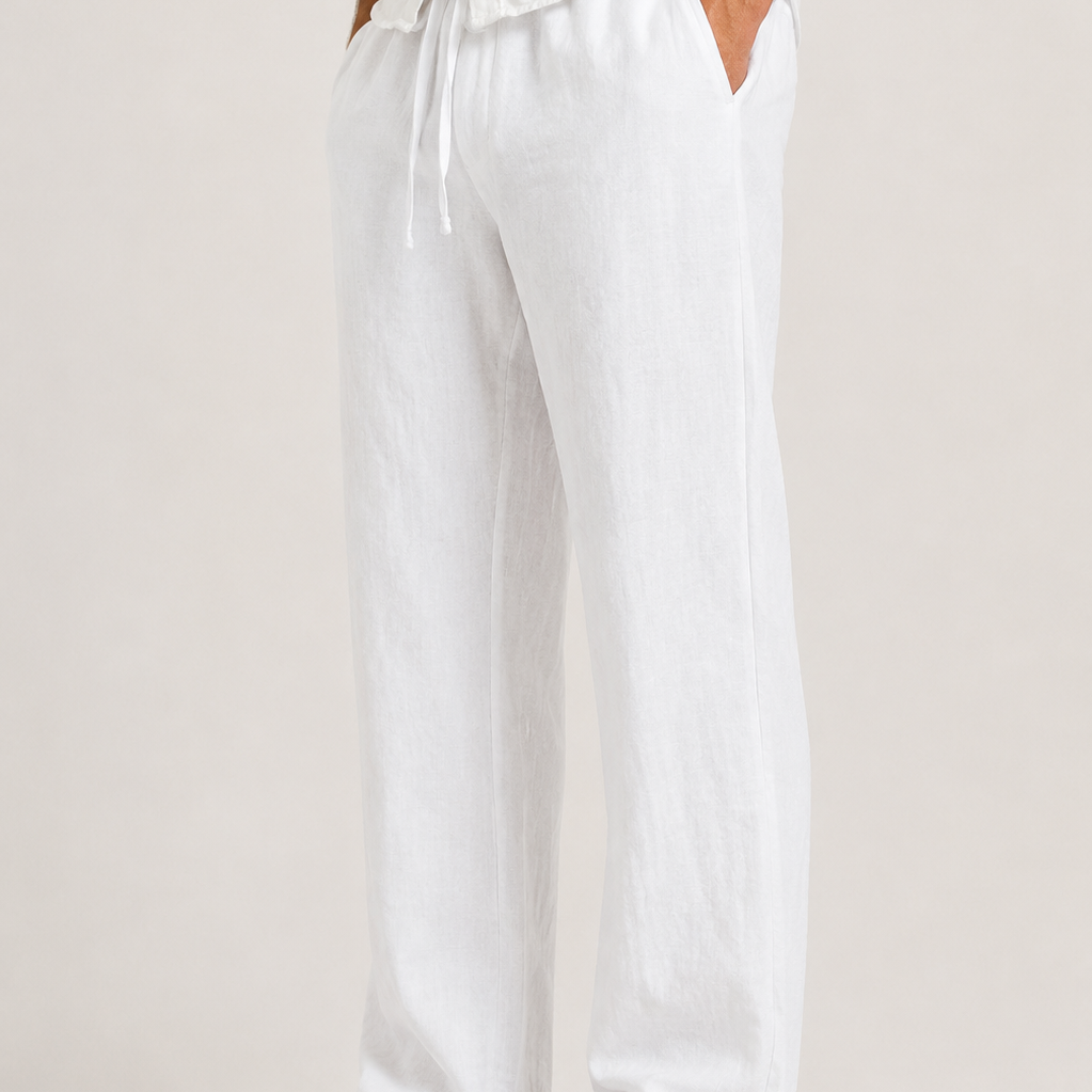 Pantalon Homme en Lin à Coupe Droite