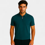 Polo homme soie glacée sans couture – Quart de zip coupe luxe