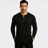 T-shirt homme manches longues à boutons – mélange technique casual raffiné